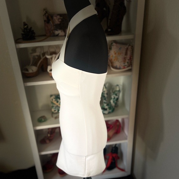 White Cross Neck Mini Dress - Picture 4 of 7